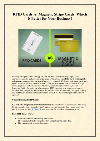 RFID Cards vs. Magnetic Stripe Cards Which Is Better for Your Business