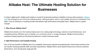 alibaba host the ultimate hosting solution for businesses