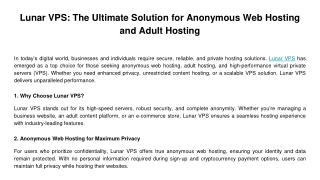 lunar vps the ultimate solution for anonymous web hosting and adult hosting