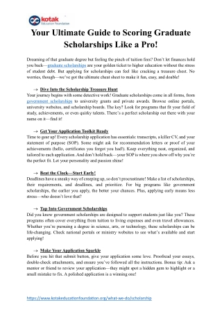 Your Ultimate Guide to Scoring Graduate Scholarships Like a Pro