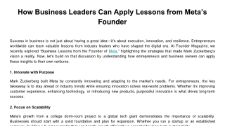 how business leaders can apply lessons from meta s founder