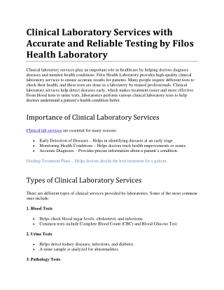 Clinical Laboratory Services with Accurate and Reliable Testing by Filos Health Laboratory (1)