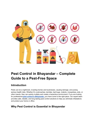 Pest Control in Bhayandar – Complete Guide to a Pest-Free Space