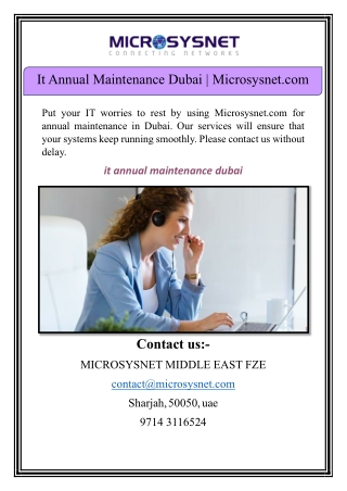 it annual maintenance dubai microsysnet com