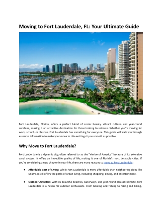 Moving to Fort Lauderdale, FL_ Your Ultimate Guide