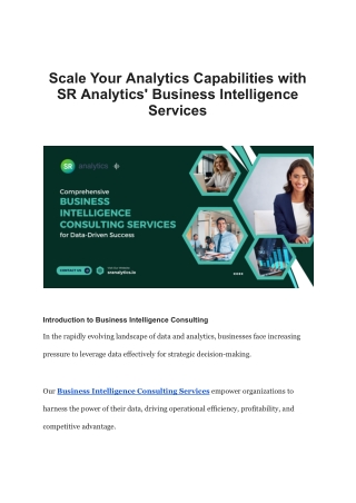 Scale Your Analytics Capabilities with SR Analytics' Business Intelligence Services