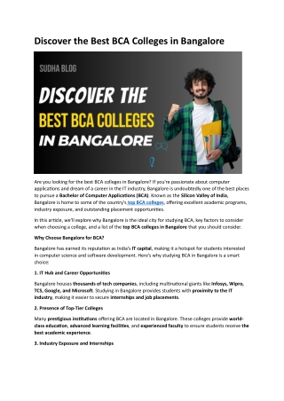 Discover the Best BCA Colleges in Bangaloree
