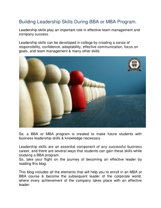 building leadership skills during