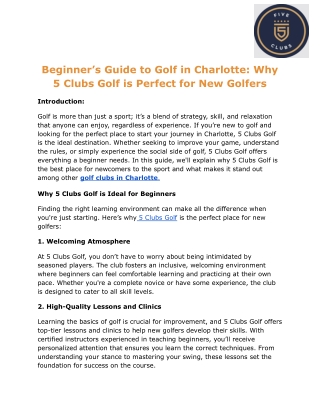 Beginner’s Guide to Golf in Charlotte_ Why 5 Clubs Golf is Perfect for New Golfers