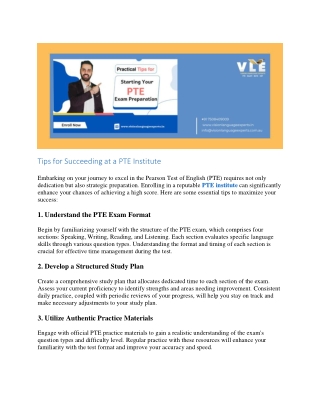Tips for Succeeding at a PTE Institute