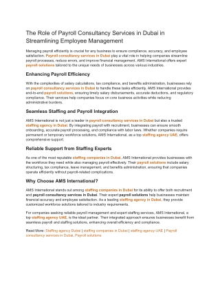 The Role of Payroll Consultancy Services in Dubai in Streamlining Employee Management