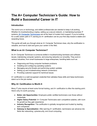 The A  Computer Technician’s Guide_ How to Build a Successful Career in IT