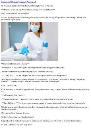 5 Reasons to Opt for Top-Rated Office Cleaning Services in Phoenix