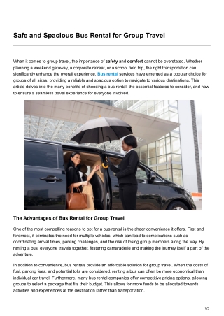 Safe and Spacious Bus Rental for Group Travel
