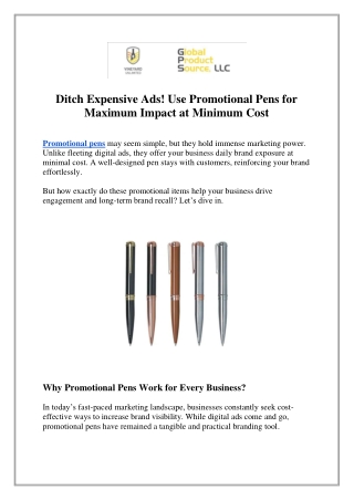Ditch Expensive Ads Use Promotional Pens for Maximum Impact at Minimum Cost