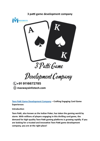 3 patti game development company