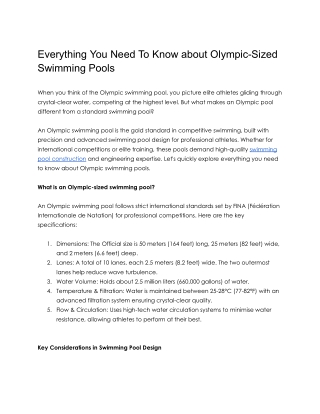 Everything You Need To Know about Olympic-Sized Swimming Pools
