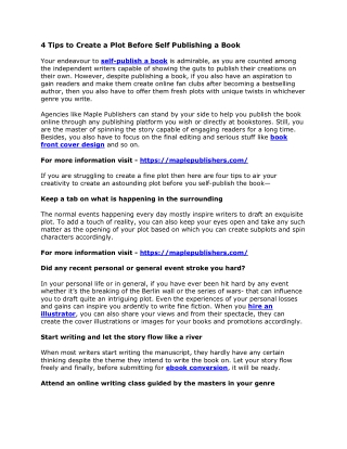4 Tips to Create a Plot Before Self Publishing a Book
