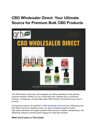 CBD Wholesaler Direct_ Your Ultimate Source for Premium Bulk CBD Products