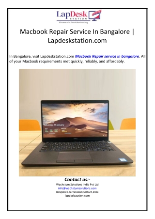 Macbook Repair Service In Bangalore | Lapdeskstation.com