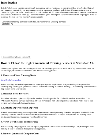 How to Choose the Right Commercial Cleaning Services in Scottsdale AZ