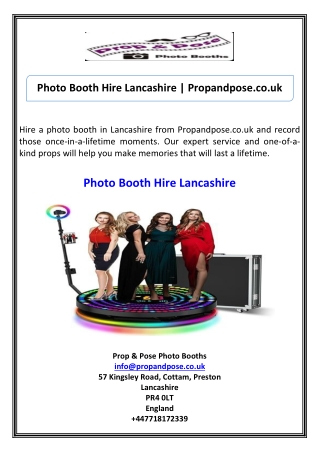 Photo Booth Hire Lancashire Propandpose.co.uk