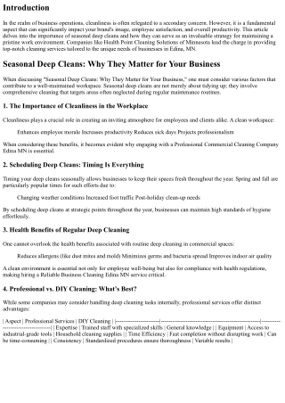 Seasonal Deep Cleans: Why They Matter for Your Business