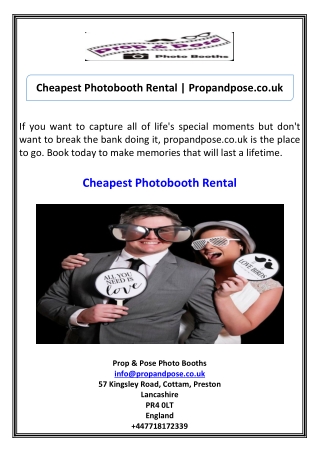 Cheapest Photobooth Rental Propandpose.co.uk