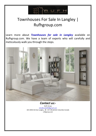 Townhouses For Sale In Langley | Rufhgroup.com