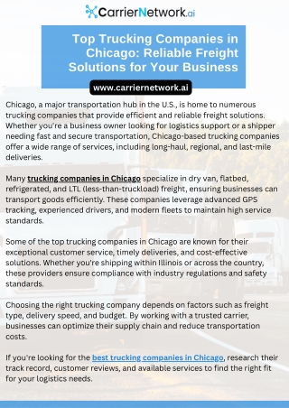 Top Trucking Companies in Chicago Reliable Freight Solutions for Your Business
