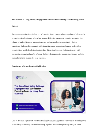 The Benefits of Using Bullseye Engagement’s Succession Planning Tools for Long-Term Success