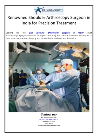 Renowned Shoulder Arthroscopy Surgeon in India for Precision Treatment