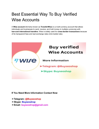Best Essential Way To Buy Verified Wise Accounts