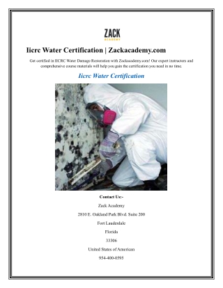 Iicrc Water Certification Zackacademy.com
