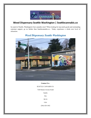 Weed Dispensary Seattle Washington Seattlecannabis.co