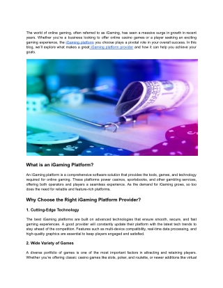 Unlocking Success with a Leading iGaming Platform Provider
