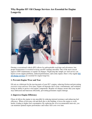 why regular rv oil change services are essential