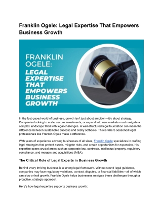Franklin Ogele: The Legal Strategist Driving Business Success