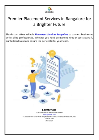 Premier Placement Services in Bangalore for a Brighter Future
