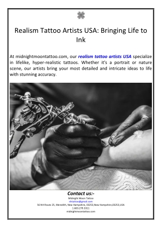Realism Tattoo Artists USA: Bringing Life to Ink