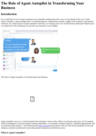 The Role of Agent Autopilot in Transforming Your Business