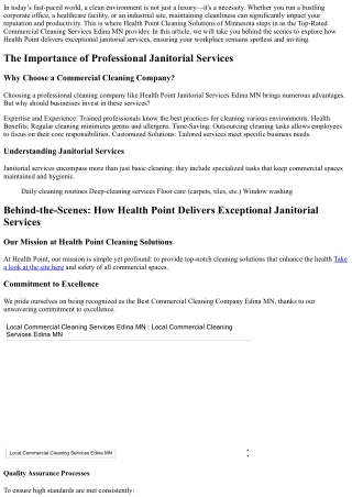 Behind-the-Scenes: How Health Point Delivers Exceptional Janitorial Services