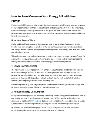 How to Save Money on Your Energy Bill with Heat Pumps