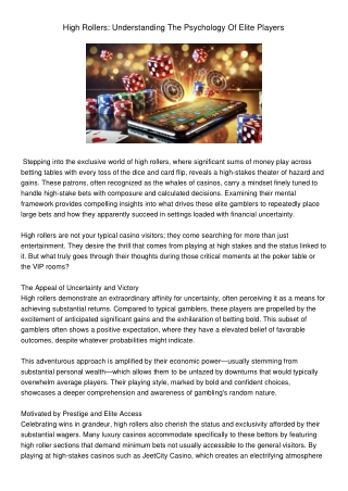high rollers understanding the psychology
