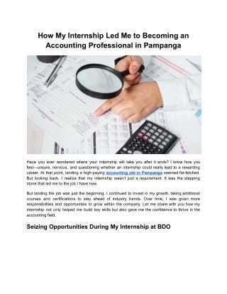 How My Internship Led Me to Becoming an Accounting Professional in Pampanga
