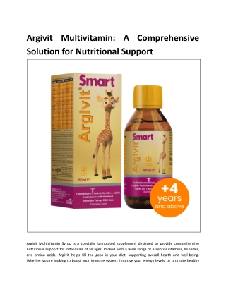 argivit multivitamin a comprehensive solution