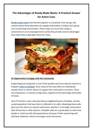 The Advantages of Ready Made Meals A Practical Answer for Active Lives