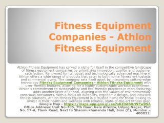 Fitness Equipment Companies - Athlon Fitness Equipment
