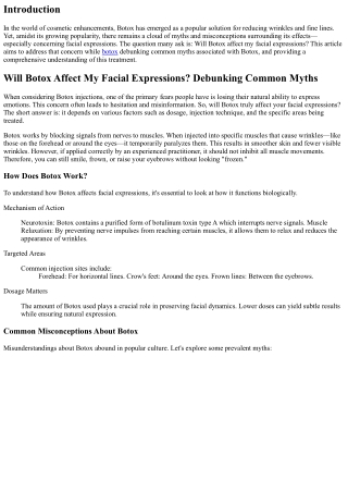 Will Botox Affect My Facial Expressions? Debunking Common Myths