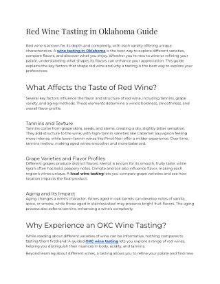 Red Wine Tasting in Oklahoma Guide